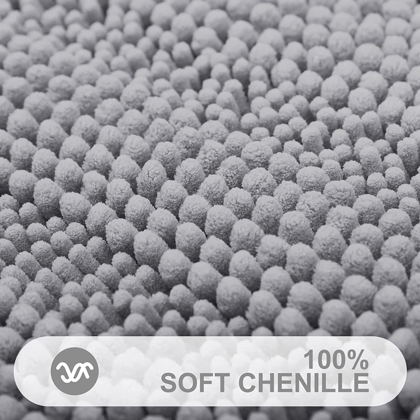 Chenille Striped Bathroom Rug Mat, Extra and Absorbent Bath Rugs, Non- Soft Plush Shaggy Bath Carpet, Machine Wash Dry, Bath Mats for Bathroom, 16x24, Grey