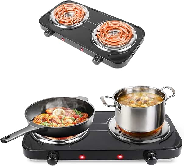 2000W Double Electric Hot Plate with 5 Temperature Settings
