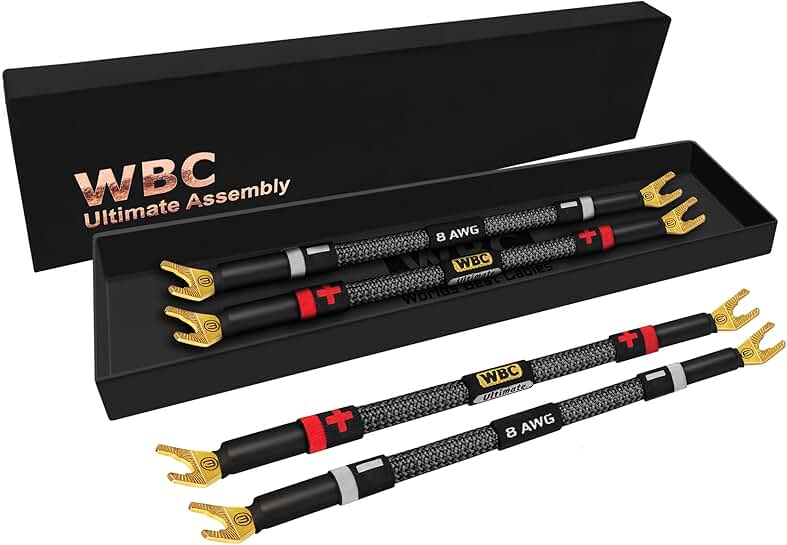 4 Pack 8-Inch 8 AWG OFC Speaker Jumper Cables