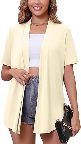 Women's Lightweight Short Sleeve Open Front Cardigan