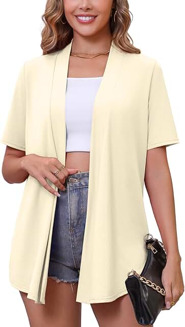 Women's Lightweight Short Sleeve Open Front Cardigan