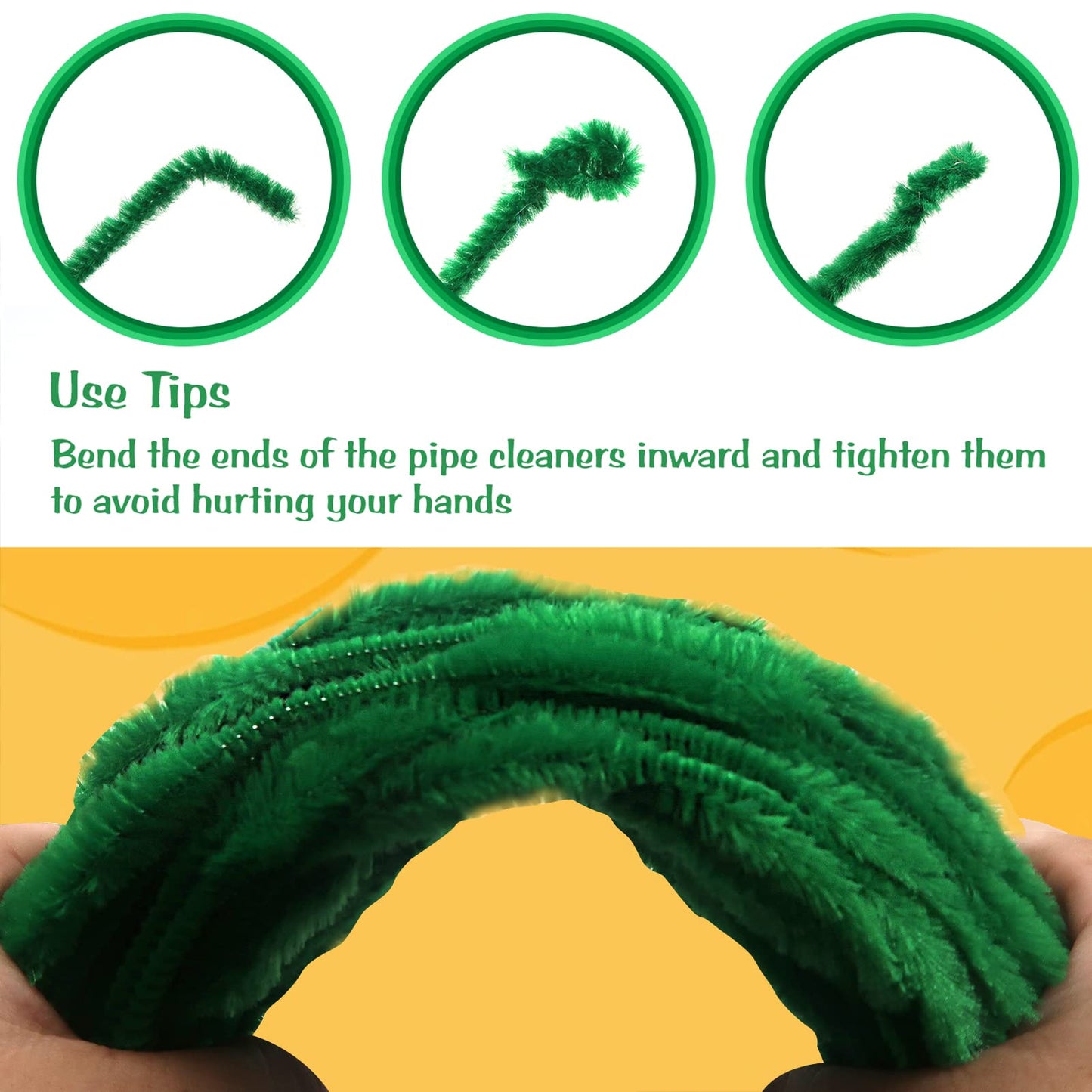 120pcs Green Chenille Stems 13mm x 12in
