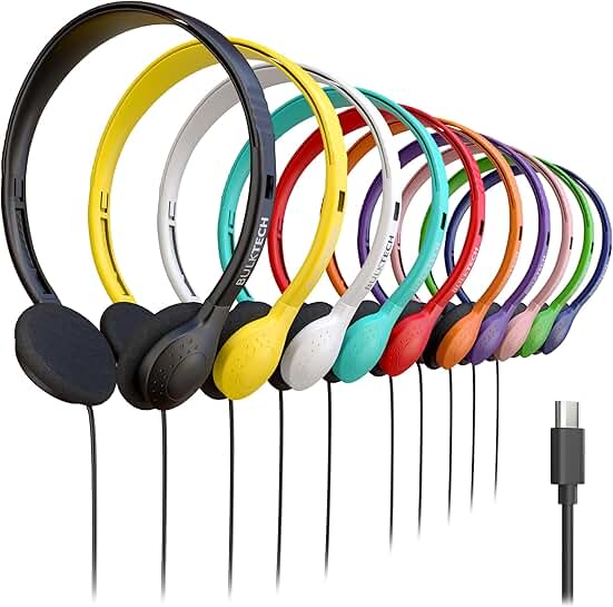 Set of 10 Wired On-Ear Headphones with USB Type-C