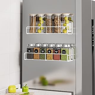 White Magnetic Spice Rack Organizer, 2 Pack