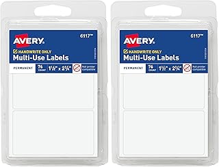 White 1.5" x 2.75" Labels, 76 Count, Pack of 2