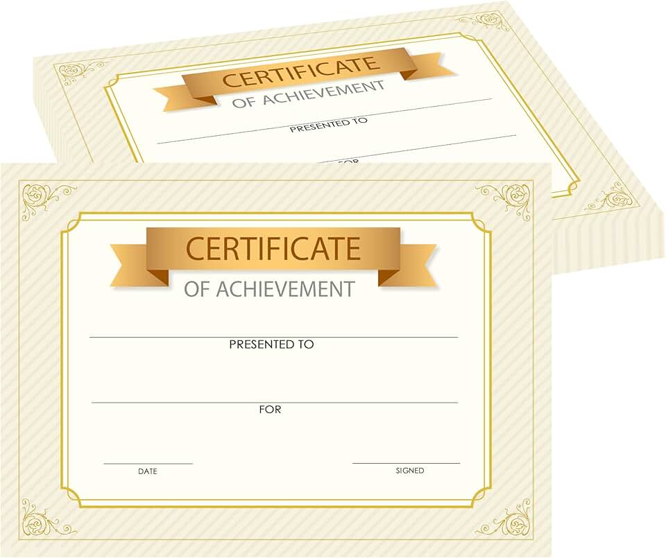 25 Certificate of Achievement Awards for Printing