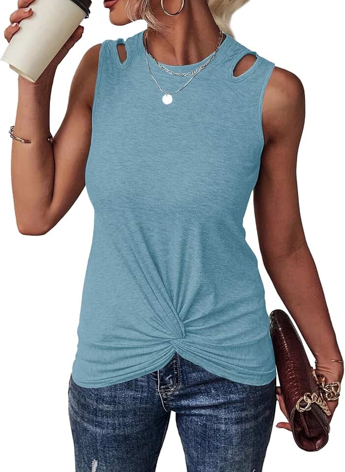 Women's Sleeveless Twist Front Tank Top