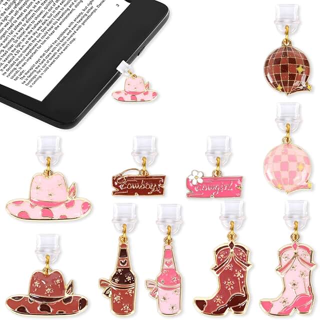 Pink Cowboy Dust Plug Charm Set for Phone and Kindle