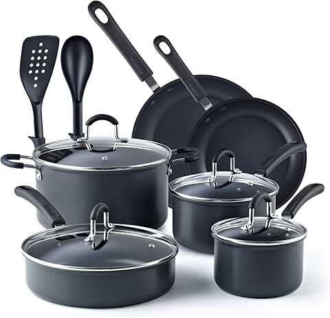 12-Piece Nonstick Hard Anodized Cookware Set