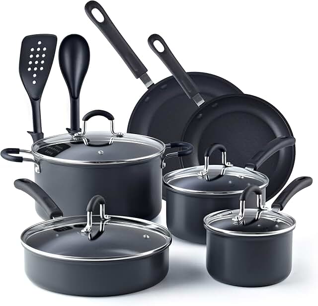 12-Piece Nonstick Hard Anodized Cookware Set