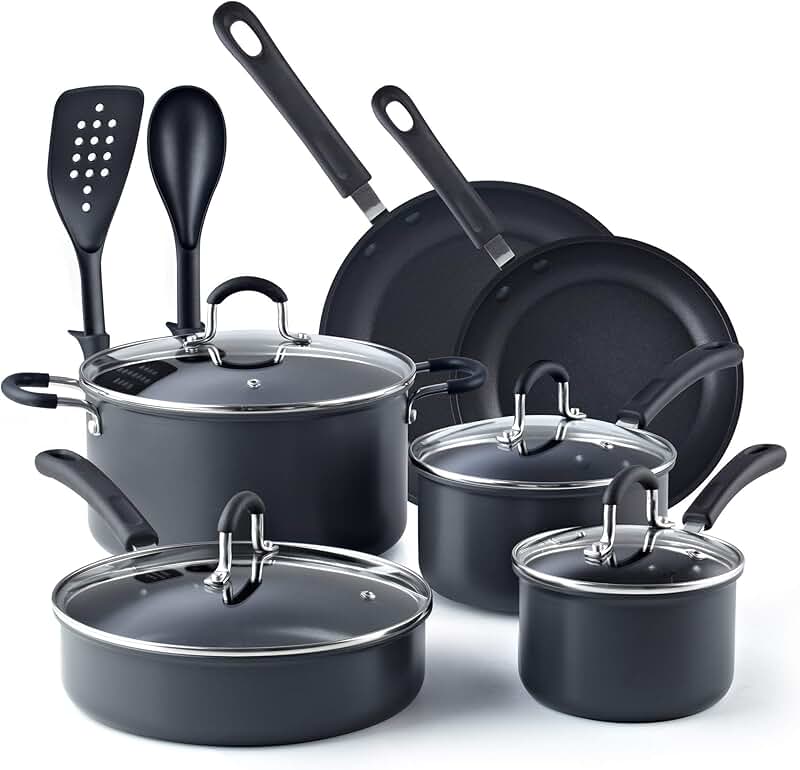 12-Piece Nonstick Hard Anodized Cookware Set