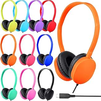 Bulk USB C Kids Headphones for Classroom, 10 Pack