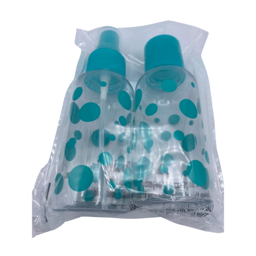 MODAIO-Spray Bottle and Disc Top Combo Travel Bottles for Liquids Toiletries Shampoo Lotion Conditioner - 3oz each / 88ml - 2-Pack (Blue)