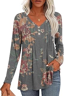 Fall 2025 Women's Casual Long Sleeve V-Neck Blouses