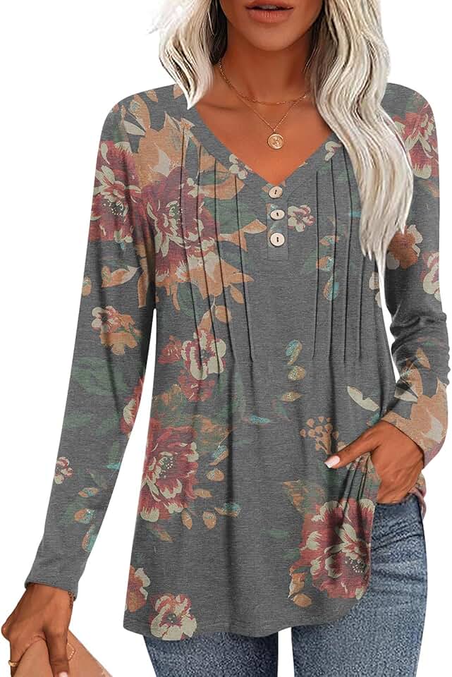 Fall 2025 Women's Casual Long Sleeve V-Neck Blouses