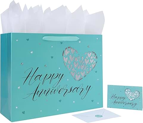 Large Heart Gift Bag with Card, Tissue, and Stickers