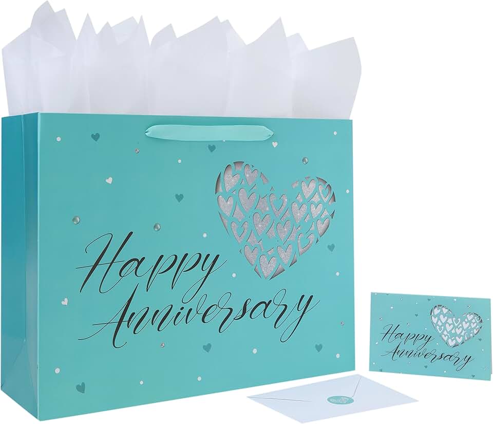 Large Heart Gift Bag with Card, Tissue, and Stickers