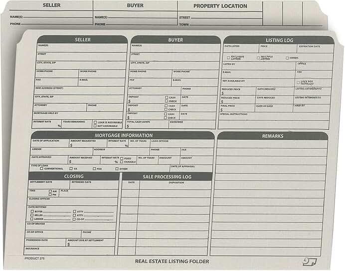 Gray Letter-Size Document Folder with Checklist, 25-Pack