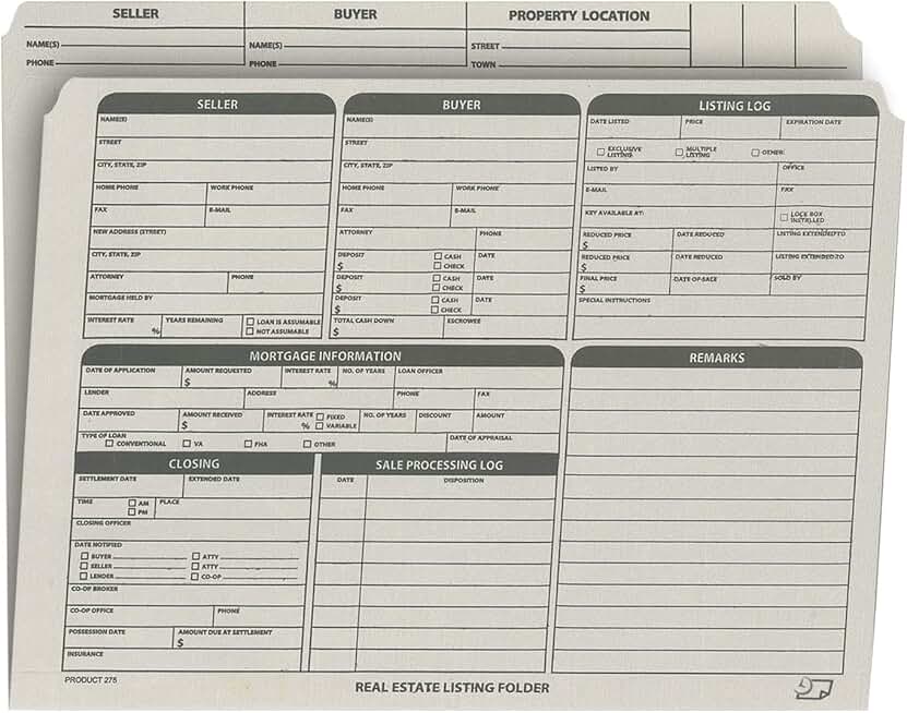 Gray Letter-Size Document Folder with Checklist, 25-Pack