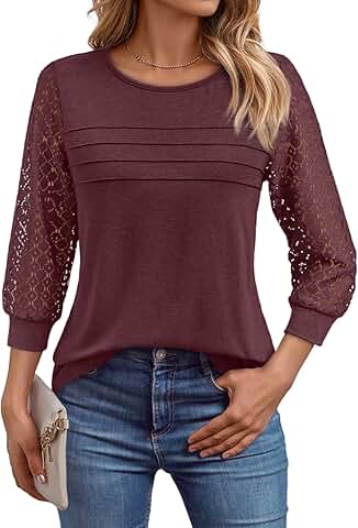 Women's Lace 3/4 Sleeve Top