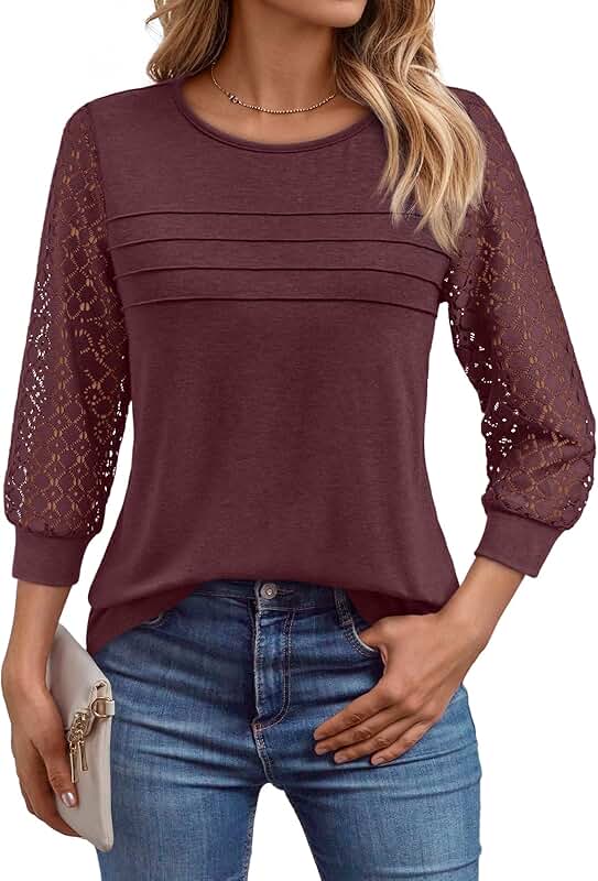 Women's Lace 3/4 Sleeve Top