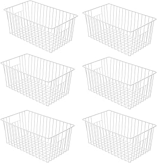 Set of 6 16-inch Wire Storage Baskets for Kitchen and Closet