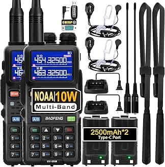 10W Long Range Handheld Radio with Earpiece, 2 Pack