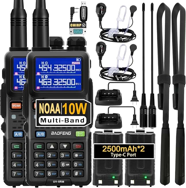 10W Long Range Handheld Radio with Earpiece, 2 Pack