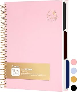 Large pink spiral notebook with 104 sheets