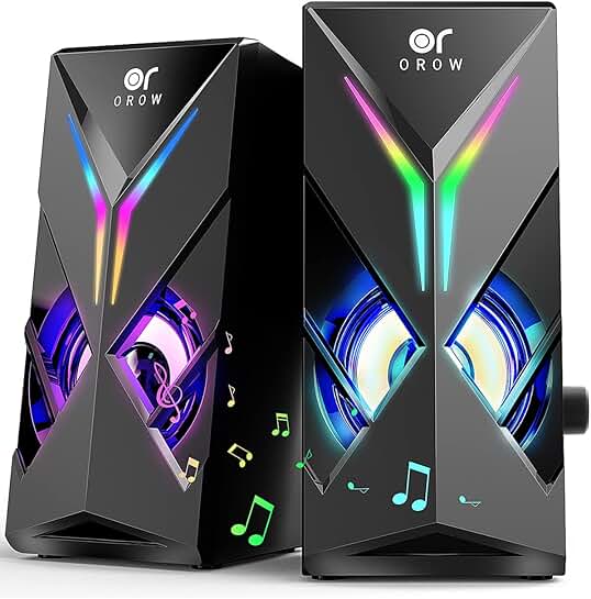 10W RGB Computer Speakers with Volume and Lights