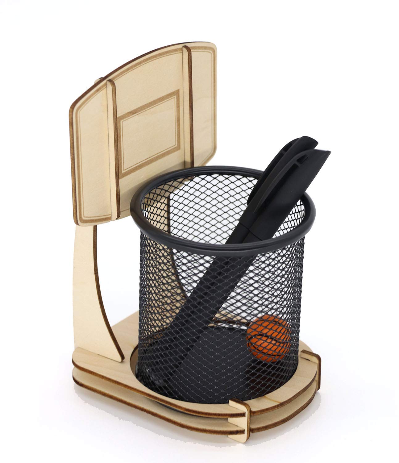 Creative Wooden Basketball Pencil Holder for Desk or Home