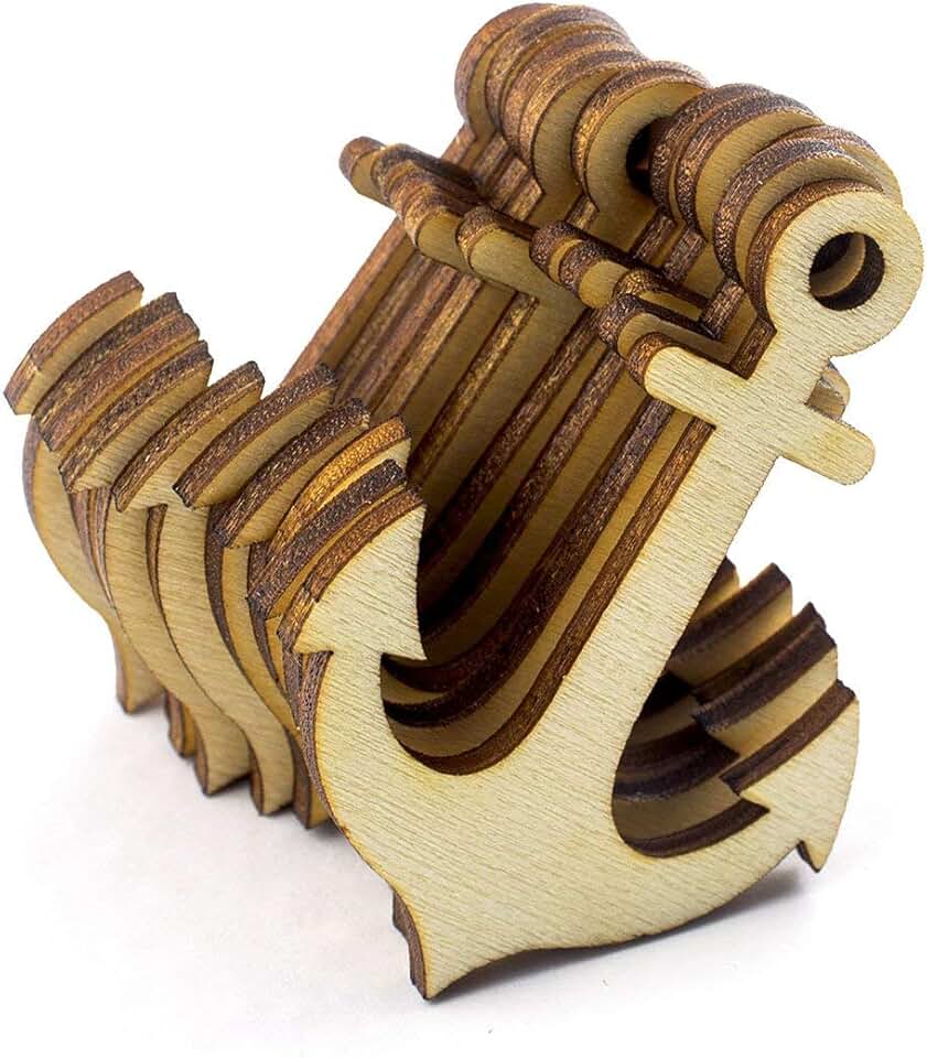 20pcs Laser Cut Wooden Anchor Embellishments