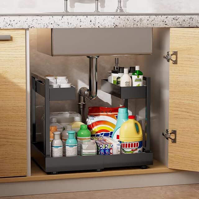 Adjustable Under Sink Organizer with Pull-Out Drawers