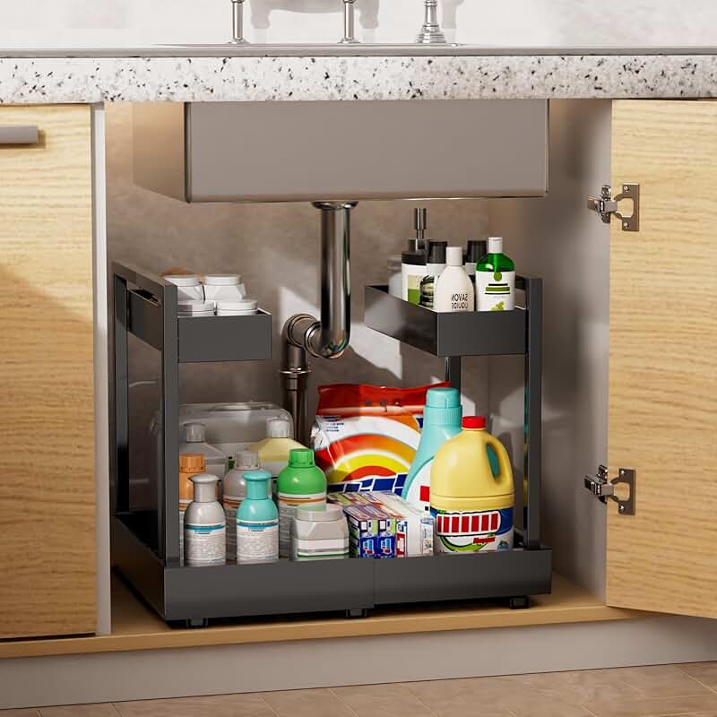Adjustable Under Sink Organizer with Pull-Out Drawers