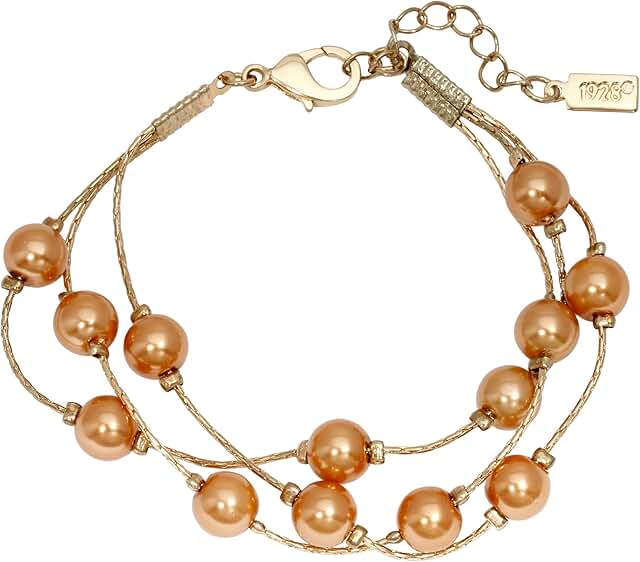 Women's Gold Tone Multi Strand Faux Pearl Bead Bracelet