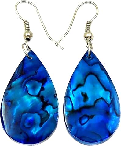 Handmade Blue Paua Abalone Teardrop Earrings