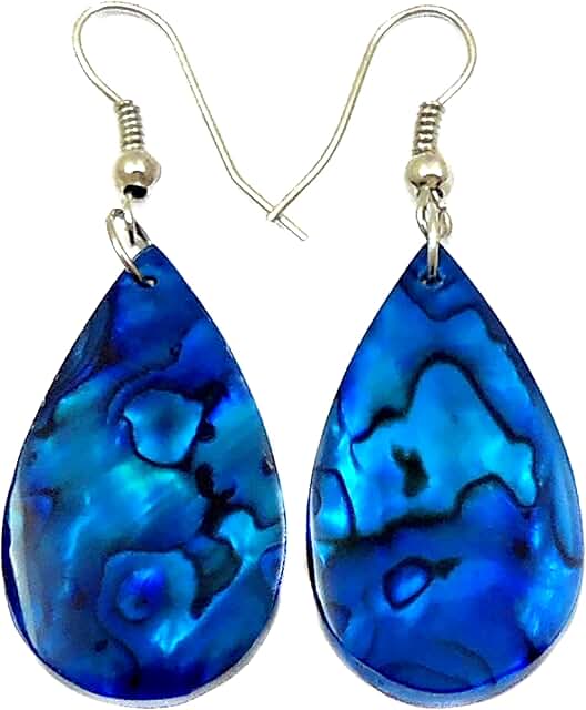 Handmade Blue Paua Abalone Teardrop Earrings
