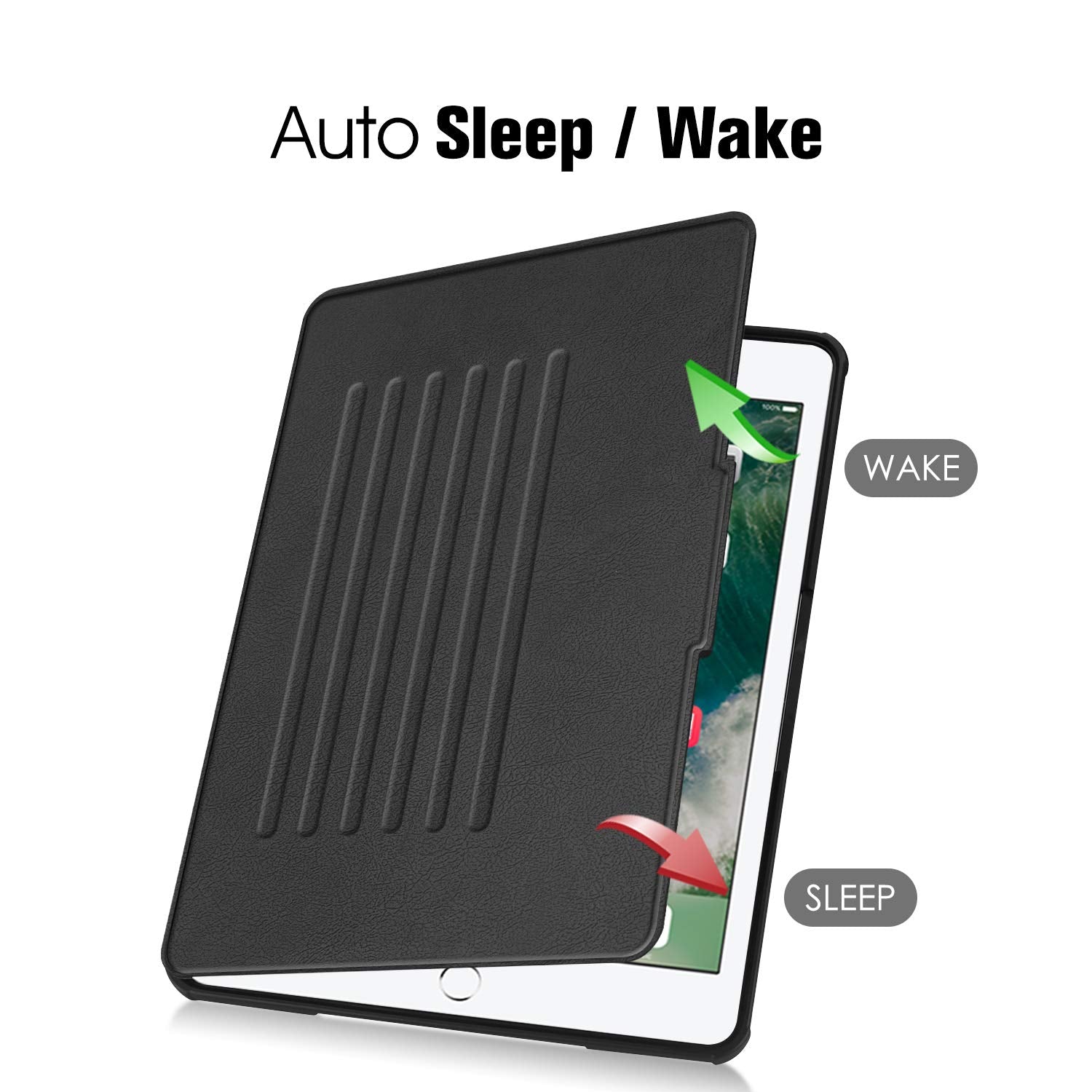 Magnetic Stand Case for iPad 6th / 5th Generation - [Multiple Secure Angles] Shockproof Rugged Soft TPU Back Cover for iPad 9.7 2018 2017 / iPad Air 2 / iPad Air, Auto Wake/Sleep, Black