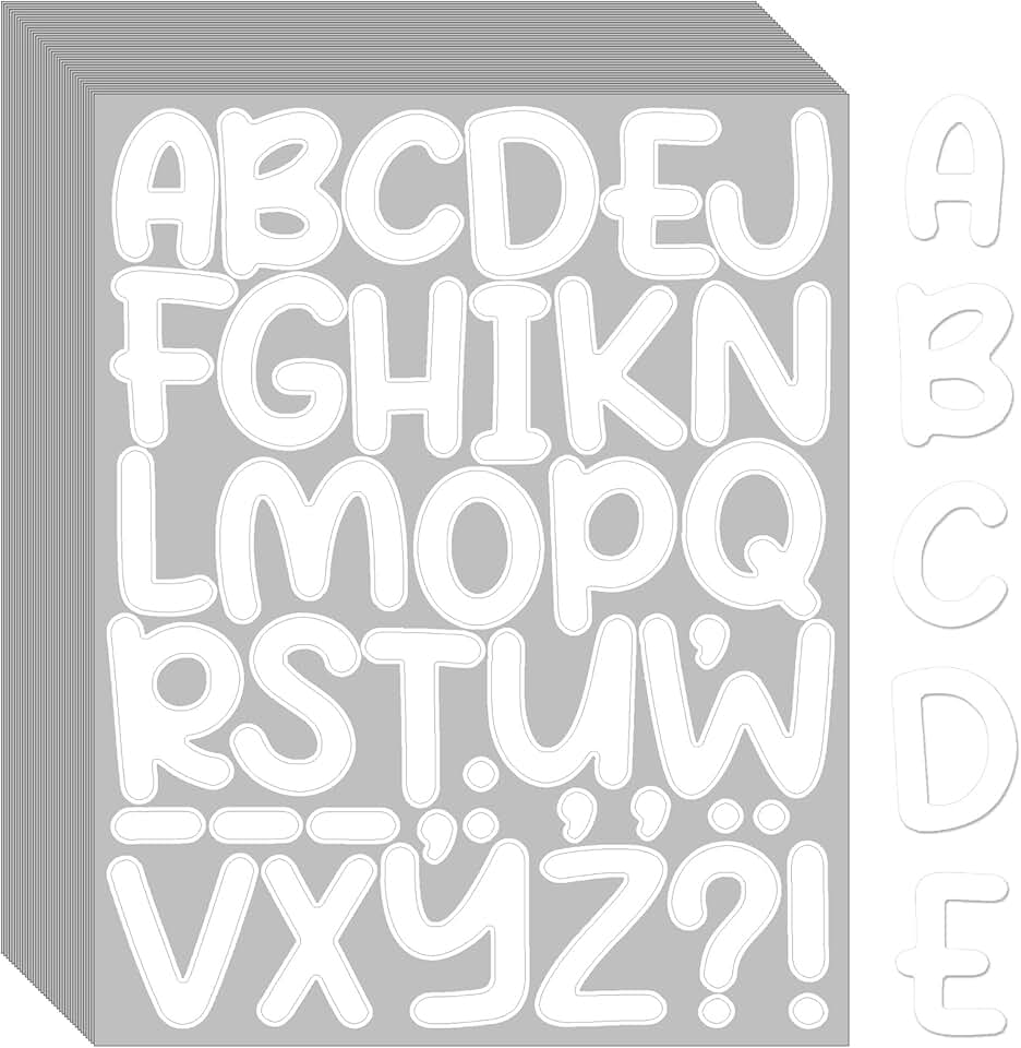 1368 White Letter Stickers for Bulletin Boards and Decor