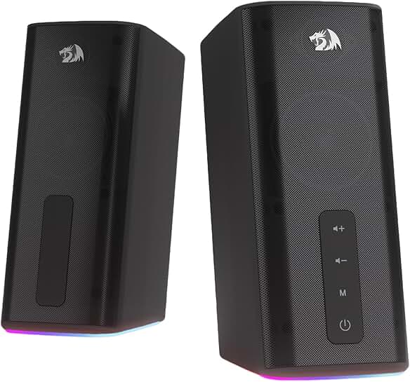 Stereo Desktop Speakers with 20W, Touch Control, RGB Lighting