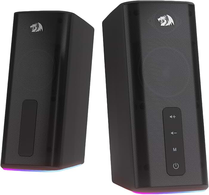 Stereo Desktop Speakers with 20W, Touch Control, RGB Lighting