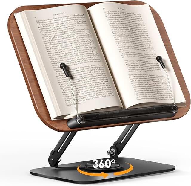 Adjustable Book and Tablet Stand with Rotating Base