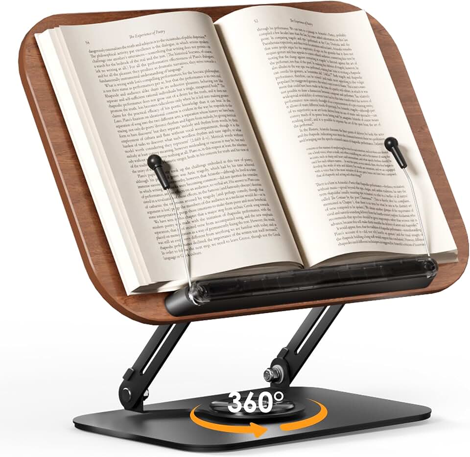 Adjustable Book and Tablet Stand with Rotating Base