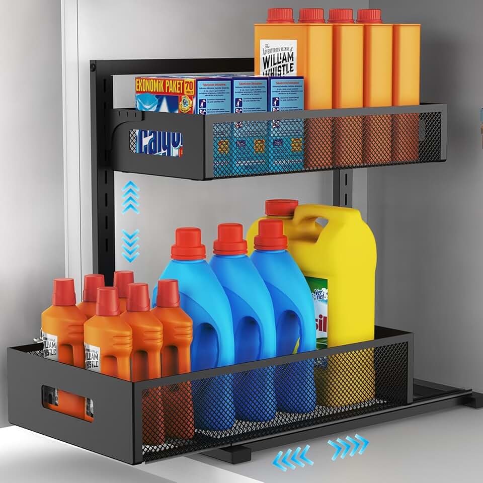 Adjustable 2-Tier Under Sink Pull-Out Organizer
