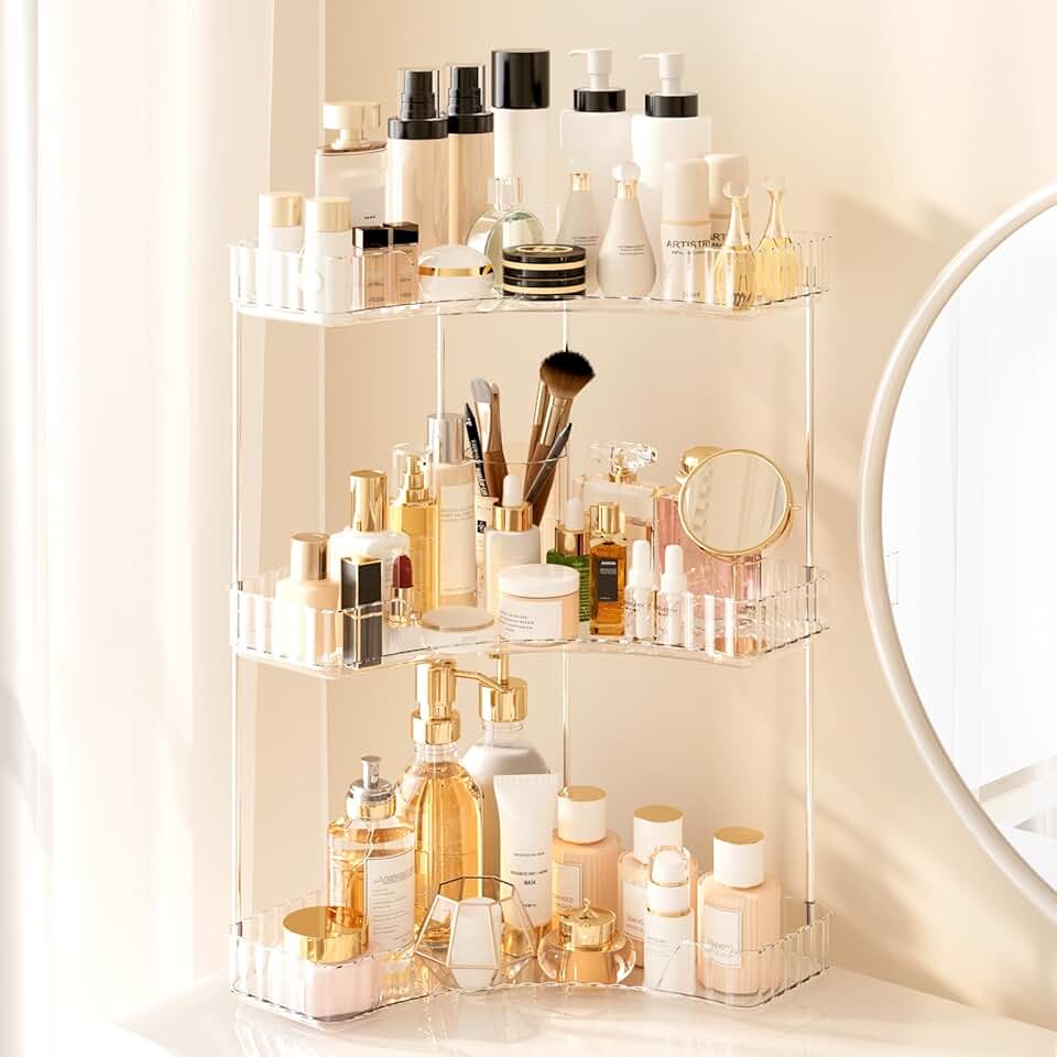 Three-Tier Corner Bathroom and Vanity Organizer
