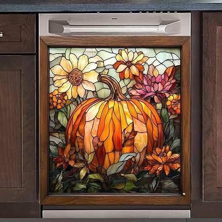 Stained Glass Pumpkin Magnet Cover for Refrigerator