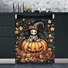 Halloween Pumpkin and Skeleton Magnet Cover for Refrigerator