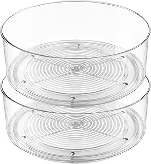 Set of 2 round clear rotating food storage containers
