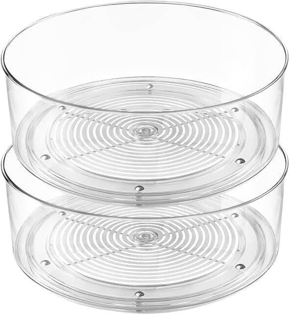 Set of 2 round clear rotating food storage containers