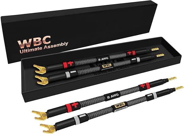 Premium 8 Inch 8 AWG OFC Speaker Jumper Cables (4 Pack)